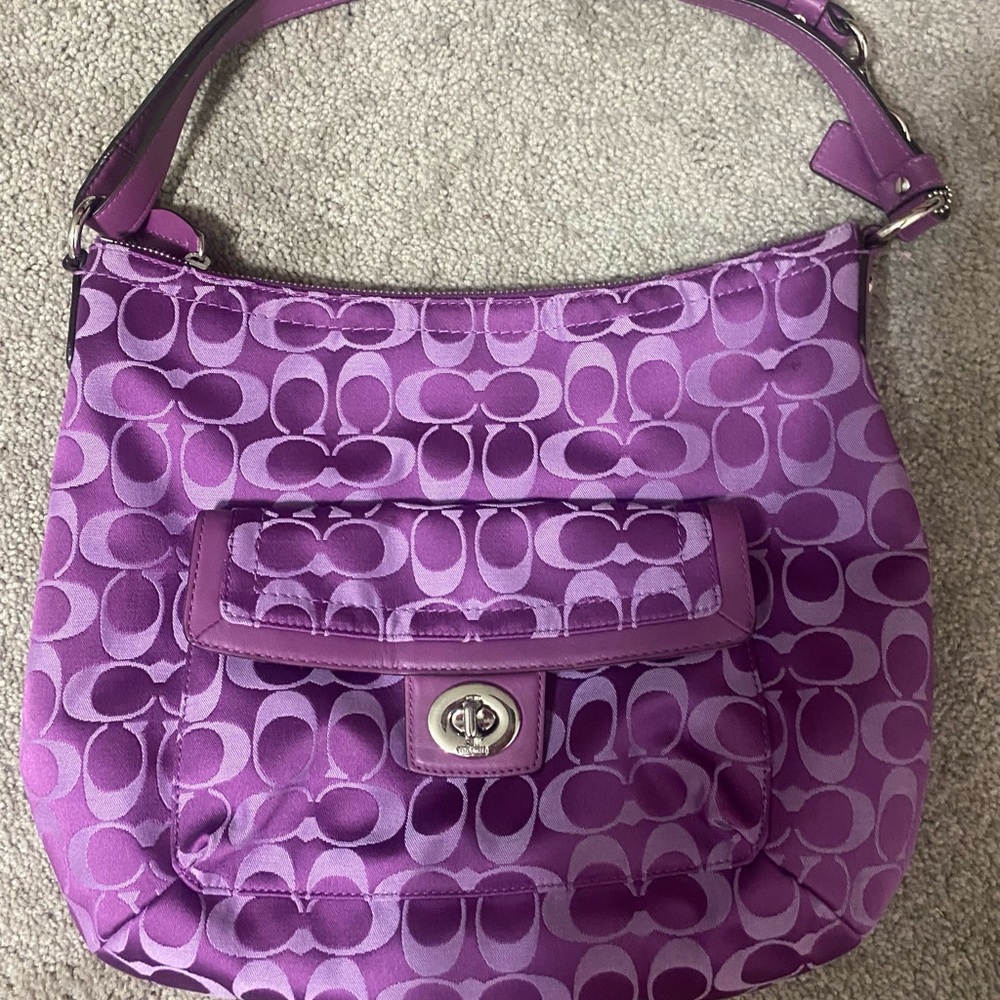 Coach Signature Shoulder Bag in Vibrant Purple